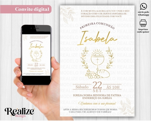 Convite digital Primeira comunhão/eucaristia - Mod 01 - comprar online