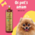 Frasco de shampoo Suave Esmeralda Bambu Mossô 1L da Dolce Pet ao lado de um cachorro Pomeranian feliz.