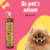 Frasco de shampoo neutralizador de odores Turmalina Cereja e Avelã da Dolce Pet, com um cachorro sorridente ao fundo.