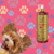 Frasco de shampoo neutralizador de odores Turmalina Cereja e Avelã da Dolce Pet, com um cachorro feliz ao lado.