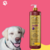 Frasco de Shampoo Clareador Tonalizante Ametista Bambu Mossô de 1L com um cachorro sorridente ao lado.