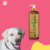 Frasco de shampoo Suave Esmeralda Bambu Mossô de 500ml, com um cachorro sorridente ao lado em fundo rosa.