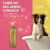 Frasco de shampoo Volume Supremo Âmbar Cereja e Avelã da Dolce Pet, ao lado de um cachorro em uma banheira, com bolhas ao redor.