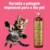 Gato brincando ao lado do shampoo Suave Esmeralda Bambu Mossô da Dolce Pet, com fundo rosa.