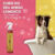 Frasco de Fluído Fixador Ônix da Dolce Pet para cães e gatos, com fundo colorido e um cachorro em uma banheira.