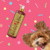 Frasco de shampoo neutralizador de odores Turmalina Cereja e Avelã da Dolce Pet, com um cachorro feliz ao fundo.
