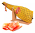 Presunto cru com osso Jamón Espanhol Serrano, envolto em rede, com fatias de presunto ao lado.
