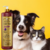Frasco de Shampoo Clareador Tonalizante Ametista Cereja E Avelã 1L ao lado de um cachorro e um gato com fundo amarelo.