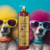 Frasco de shampoo clareador tonalizante Ametista Bambu Mossô, com cães usando óculos coloridos e cabelo estilizado.