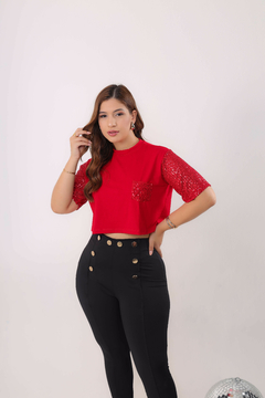 Cropped Tee paetê