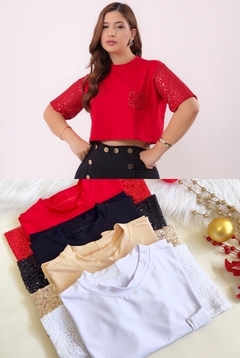 Cropped Tee paetê - comprar online