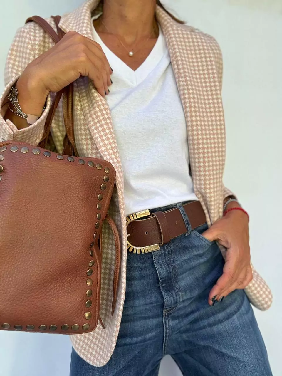 BLAZER CUADRITOS BEIGE