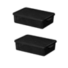 Kit com 2 Unid Cesto Organizador Línea com Tampa Médio Preto