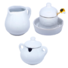 Kit Mesa Posta Porcelana Branco Leiteira + Meleira + Açucareiro