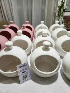 Porta Alho ou Saleiro de Bancada Para cozinha De Cerâmica Branca - comprar online