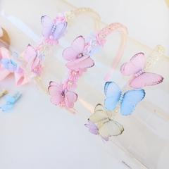 Tiara Cristal com Borboletas e Flores