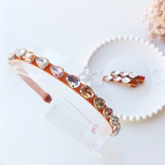 Tiara e Hair clip de veludo com Pedraria - comprar online