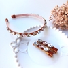 Tiara e Hair clip de veludo com Pedraria