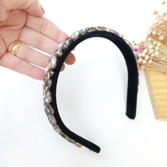 Tiara Preta de Veludo com Pedraria - comprar online