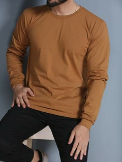 Camiseta manga longa masculino camisa blusa sem capuz basico sem estampa