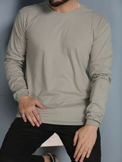 Imagem do Camiseta manga longa masculino camisa blusa sem capuz basico sem estampa