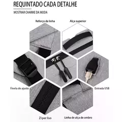 Imagem do Mochila masculina Para Notebook Moda 18i 15.6 Polegadas Fone de ouvido e USB