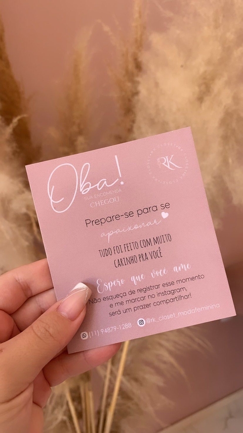 Catão de agradecimento 9x10cm