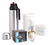 Set Juego Matero Mate Afa Blanco + Pamperas Blancas + Termo Media Manija Gris