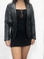 Blazer preto de couro-Tamanho P
