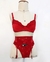 Conjunto de lingerie vermelho com cinta liga - Tamanho P - novo