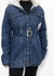 Jaqueta jeans parka forrada de pelos - nova - tamanho G