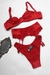 Conjunto de lingerie vermelho com cinta liga - Tamanho P - novo - comprar online