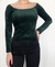 Blusa vintage verde de veludo - tamanho P - Angel brechó
