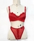 Conjunto de lingerie vermelha com detalhes e transparência- Tamanho P - Novo