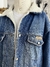 Jaqueta jeans de pelos - tamanho G na internet
