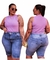 Bermuda Jeans Feminina Marmorizada Lycra Plus Cintura Alta na internet