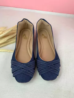 Sapatilha Bico Redondo Jeans Básica
