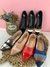 Sapatilha Alongada Preta com Tiras Branca/Marrom Amanda - comprar online