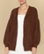 FARM - ALTO INVERNO.25 - Cardigan Tricot Pelinho Marrom - loja online