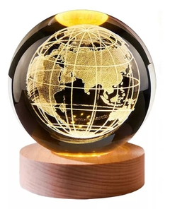 Esfera De Cristal 3d Lampara Led Mundo - comprar online