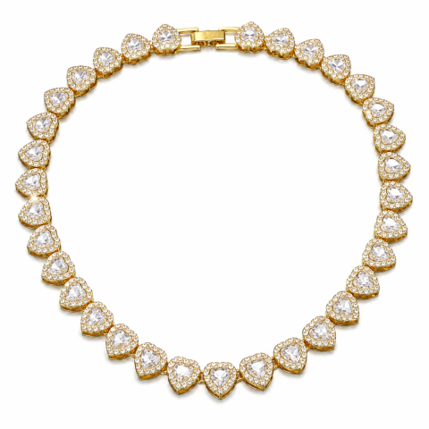 Collar Gargantilla de Corazones con Cristales