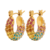 Aretes Arracadas Micro Pavé Multicolor Rainbow Baño Oro 18k