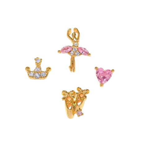 Set De 4 Aretes Bailarina Ballet Plata Ley 925 Baño De Oro 18k