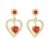 Aretes Corazones Rojos Zirconias Baño De Oro 18 K