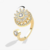 Anillo Ajustable Flor Giratoria Con Zirconias Baño Oro 18k - Moda Turín