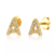 Par Aretes Letras Iniciales Plata Ley .925 Micro Pavé Gold - comprar en línea