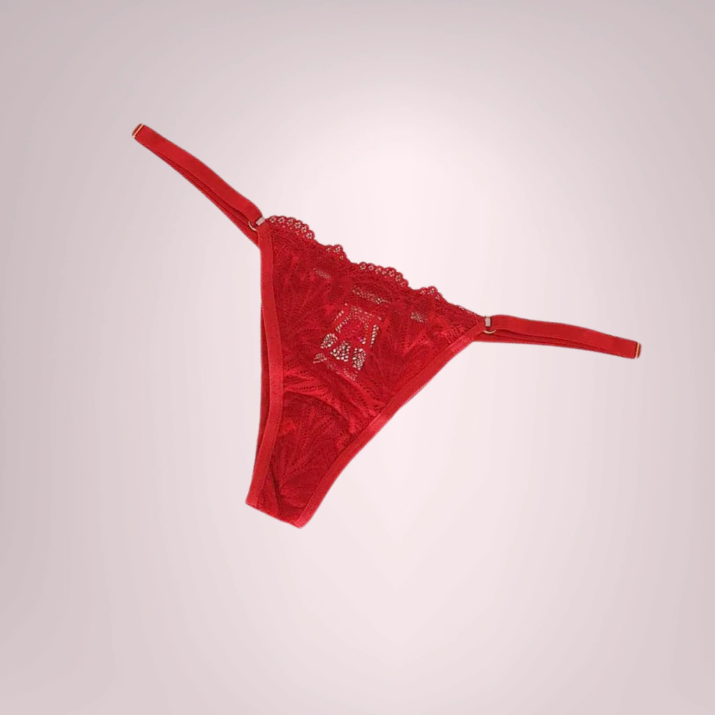 Kit Lingerie Calcinha Vermelha de Renda e Sex Shop
