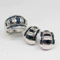 Juego de aretes y anillo Zafiro