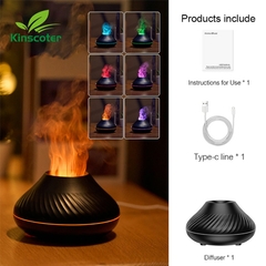Kinscoter Aroma Diffuser Air Humidifier Ultrasonic Cool Mist Maker Fogger Led Essential Oil Flame Lamp Difusor - loja online