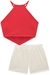 Conjunto Cropped Alcinha Vermelho e Short cor Linho Molevisvo - Lilimoon na internet